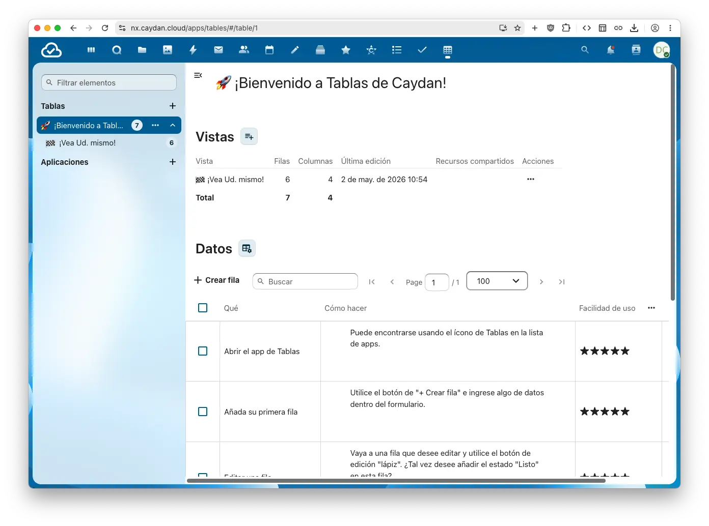 Tablas de Datos
